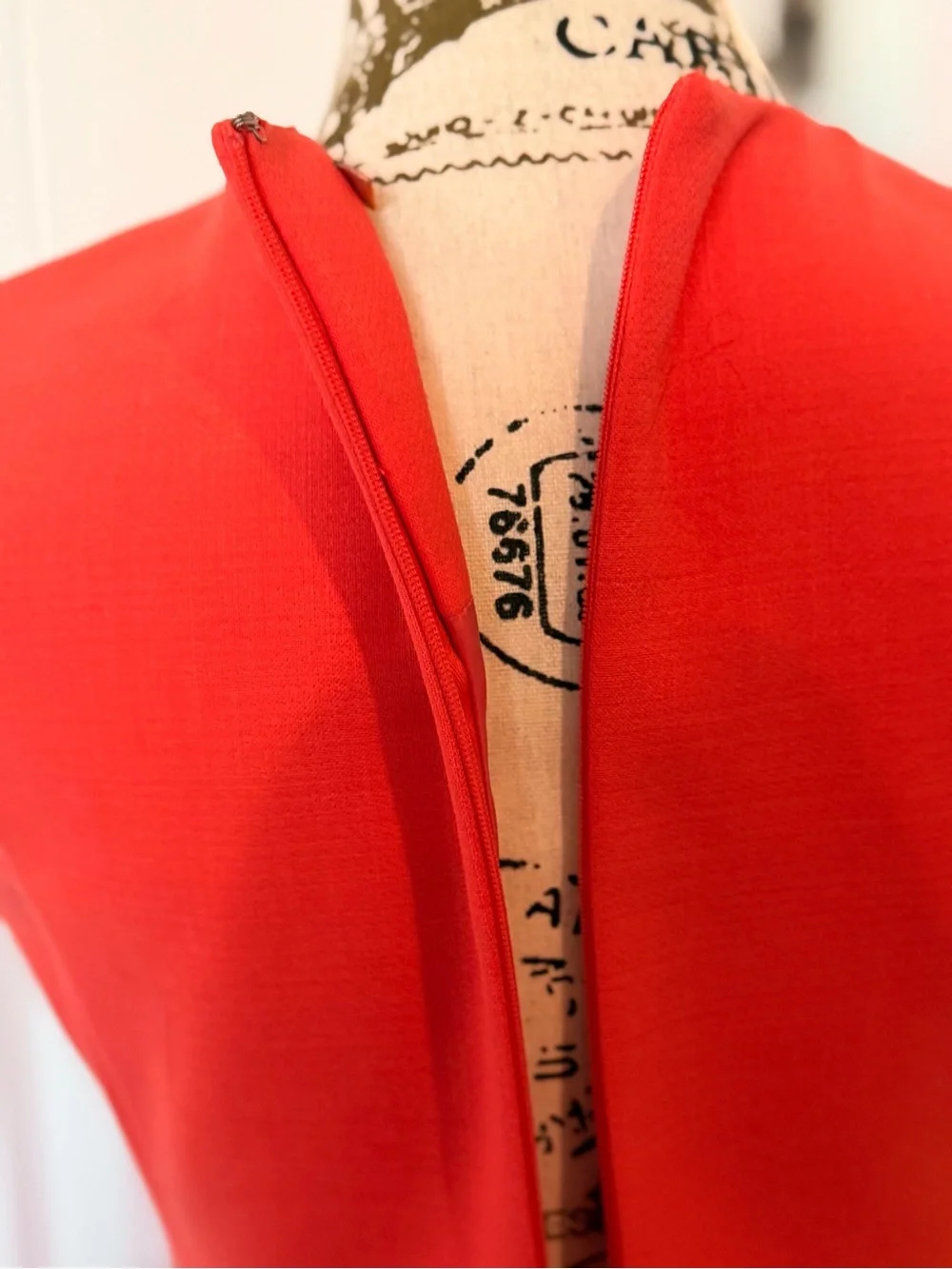 Tory Burch Red Wool Blend Sleeveless Sheath Dress Size 4 Pocket Detail